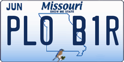 MO license plate PL0B1R