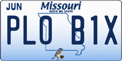 MO license plate PL0B1X