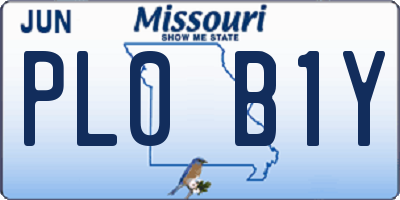 MO license plate PL0B1Y
