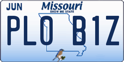 MO license plate PL0B1Z