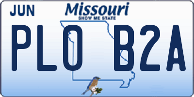 MO license plate PL0B2A