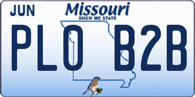 MO license plate PL0B2B