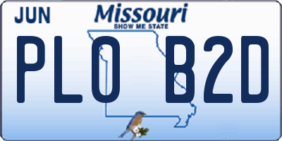 MO license plate PL0B2D