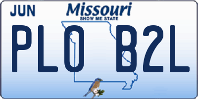 MO license plate PL0B2L