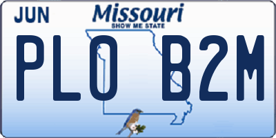 MO license plate PL0B2M