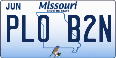 MO license plate PL0B2N