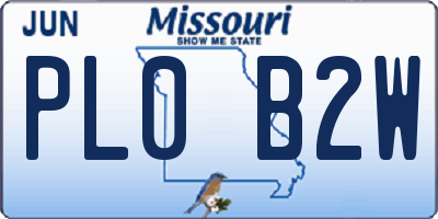 MO license plate PL0B2W