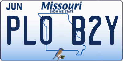 MO license plate PL0B2Y