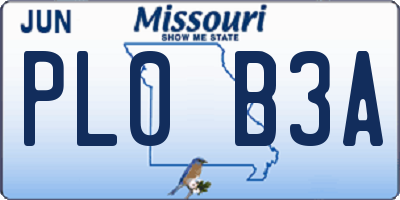 MO license plate PL0B3A