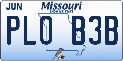MO license plate PL0B3B