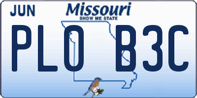 MO license plate PL0B3C