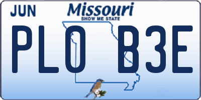 MO license plate PL0B3E