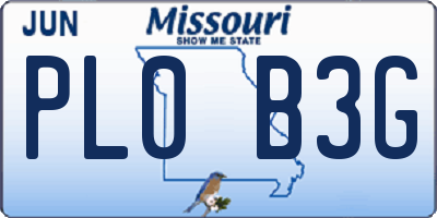 MO license plate PL0B3G