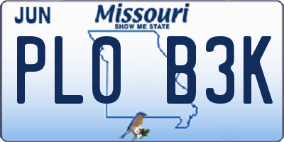 MO license plate PL0B3K