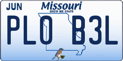 MO license plate PL0B3L