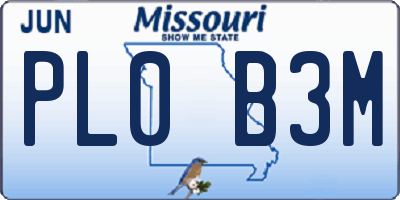 MO license plate PL0B3M