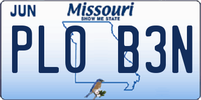 MO license plate PL0B3N