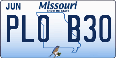 MO license plate PL0B3O