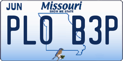 MO license plate PL0B3P