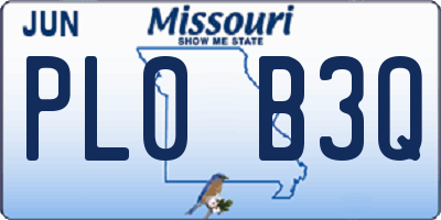 MO license plate PL0B3Q
