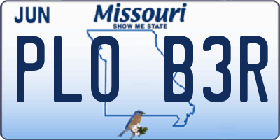 MO license plate PL0B3R