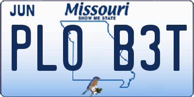 MO license plate PL0B3T