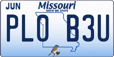 MO license plate PL0B3U
