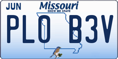 MO license plate PL0B3V