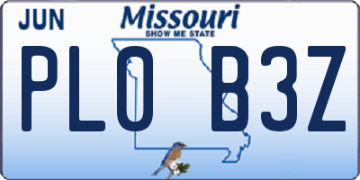 MO license plate PL0B3Z