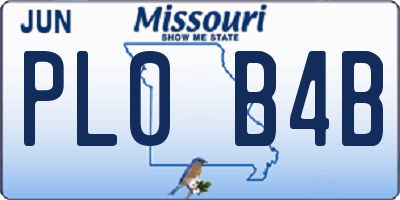 MO license plate PL0B4B