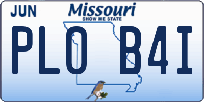 MO license plate PL0B4I