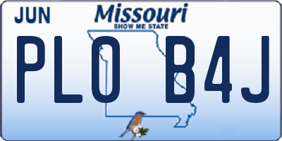 MO license plate PL0B4J
