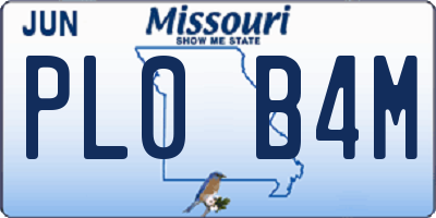 MO license plate PL0B4M