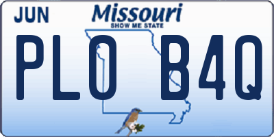 MO license plate PL0B4Q