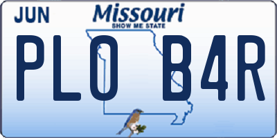 MO license plate PL0B4R