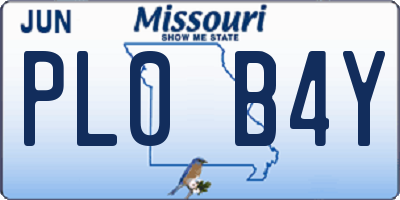 MO license plate PL0B4Y