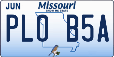 MO license plate PL0B5A
