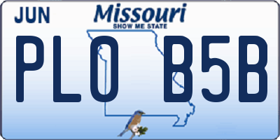 MO license plate PL0B5B