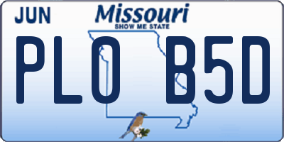 MO license plate PL0B5D