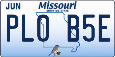 MO license plate PL0B5E