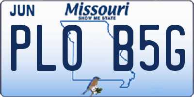 MO license plate PL0B5G