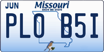 MO license plate PL0B5I