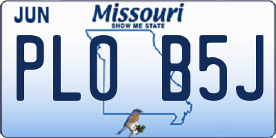 MO license plate PL0B5J