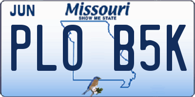 MO license plate PL0B5K