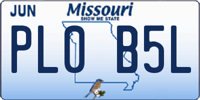 MO license plate PL0B5L
