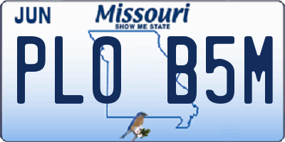 MO license plate PL0B5M