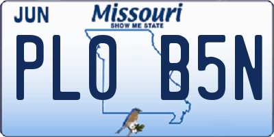 MO license plate PL0B5N