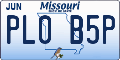 MO license plate PL0B5P