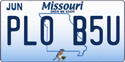MO license plate PL0B5U