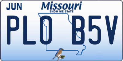 MO license plate PL0B5V